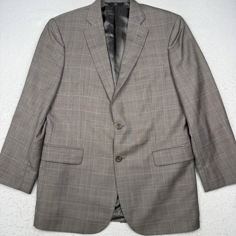 Brooks Brothers 346 Suit Mens 42R Brown Plaid Wool 2 Piece Two Button Madison